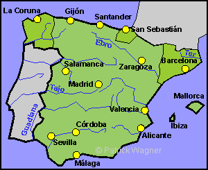 L'Espagne aujourd'hui avec les régions indépendantes de Catalogne, Galice et le pays des basques