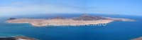 Panoramabild der Insel La Graciosa vom Mirador del Río aufgenommen