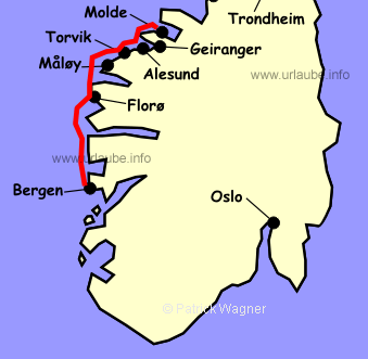 Karte Bergen Alesund