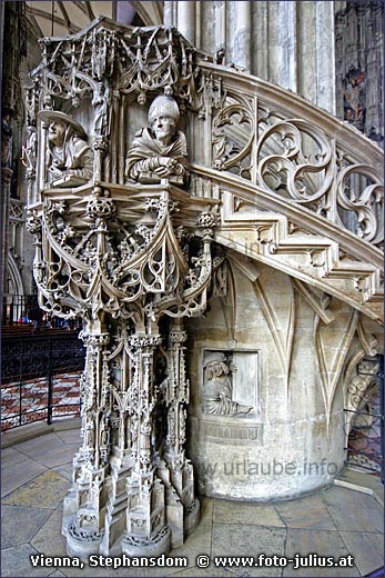 Als Wien 1469 zum eigenen Bistum ernannt wurde, löste diese steinerne Kanzel die vorherige aus Holz ab