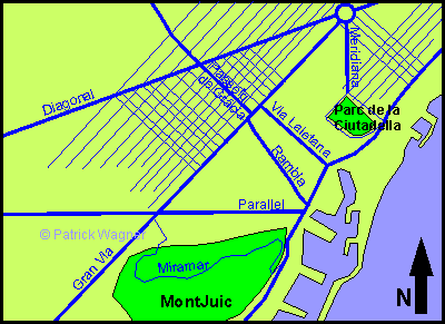 Karte von Barcelona mit einigen wichtigen Straßen