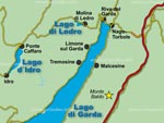 Karte vom Nordteil des Gardasees mit Lago di Ledro und Lago d\'Idro