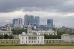 Greenwich Park mit Museen und Blick zu Canary Wharf